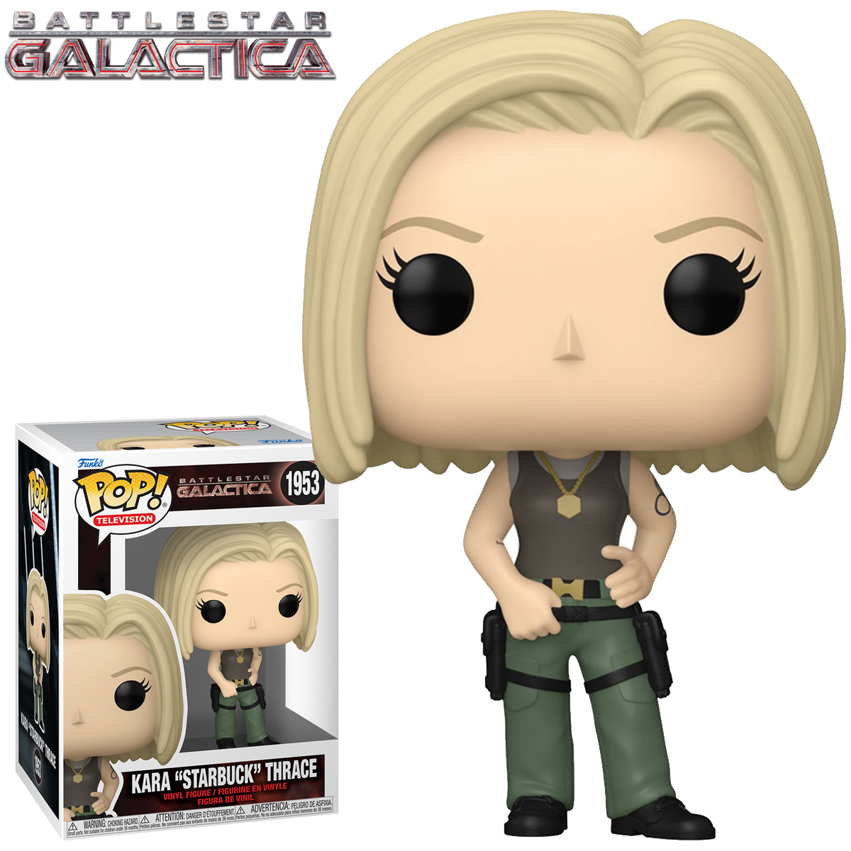Battlestar Galactica (2004) Funko Pop! com Cylon, Gaius, Starbuck e Six