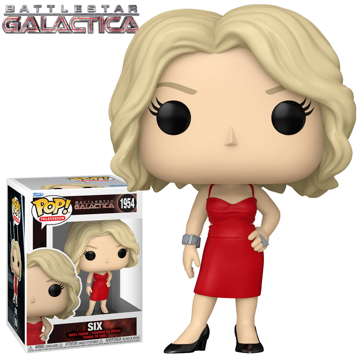 Battlestar Galactica (2004) Funko Pop! com Cylon, Gaius, Starbuck e Six