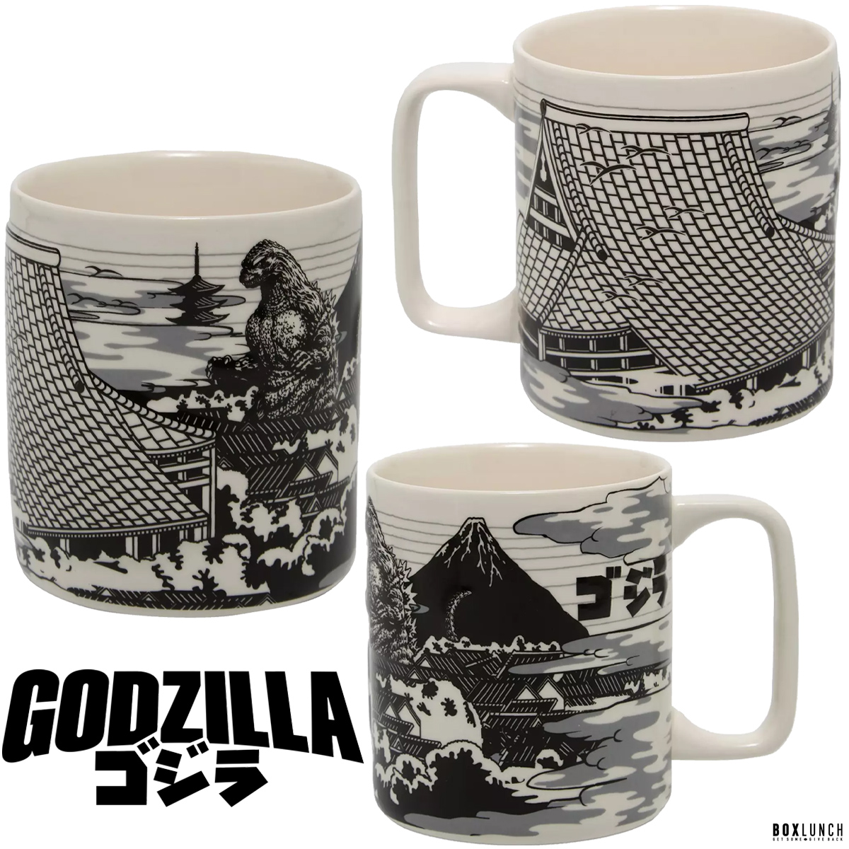 Caneca Godzilla em Estilo Ukiyo-e