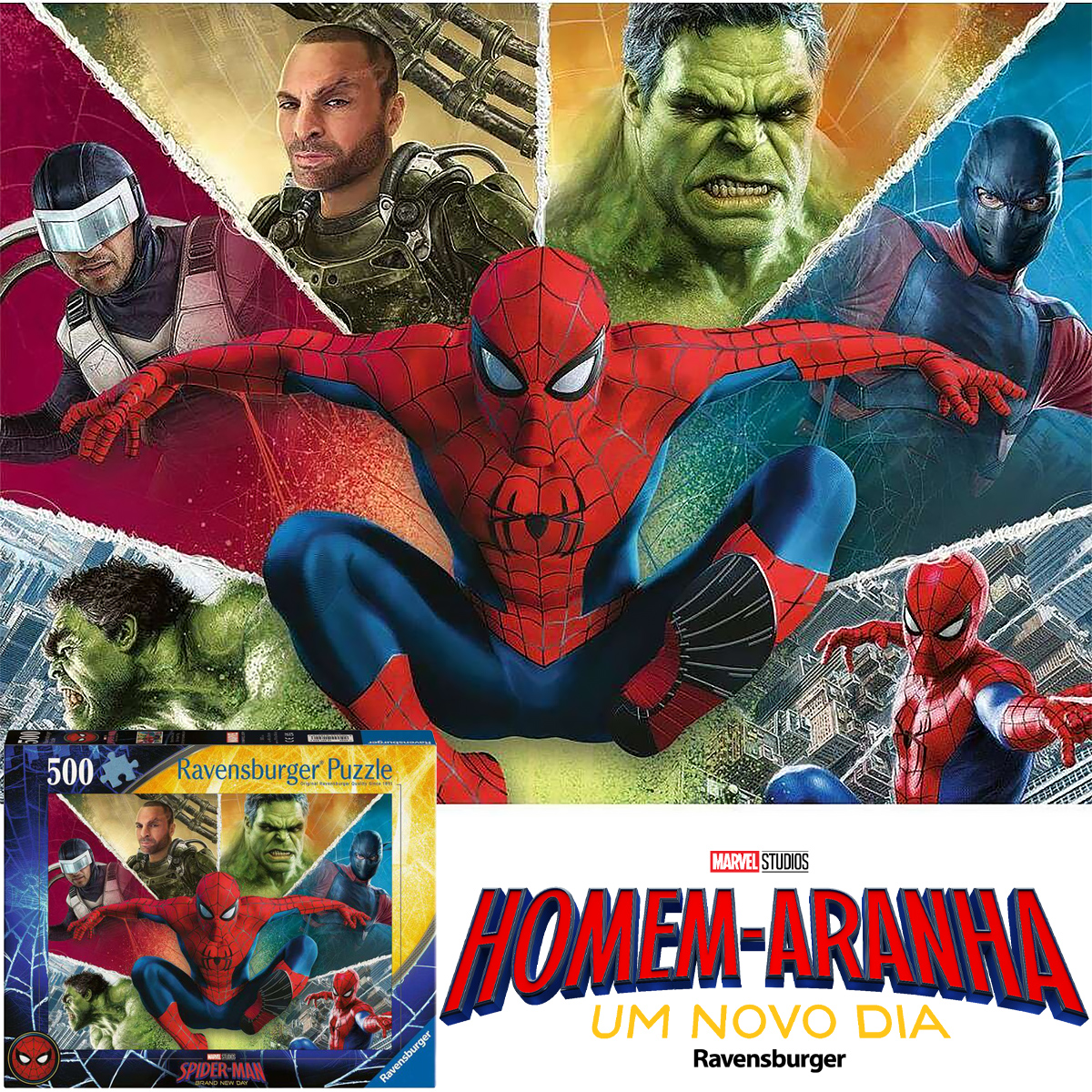 Quebra-Cabeça Homem-Aranha: Um Novo Dia com Hulk, Bumerangue, Escorpião e Tarântula