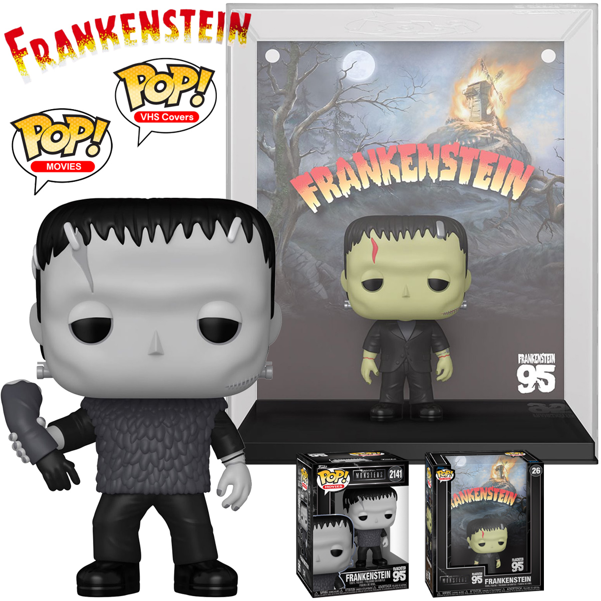Boneco Pop! Frankenstein (95 Anos) e Pop! VHS Cover