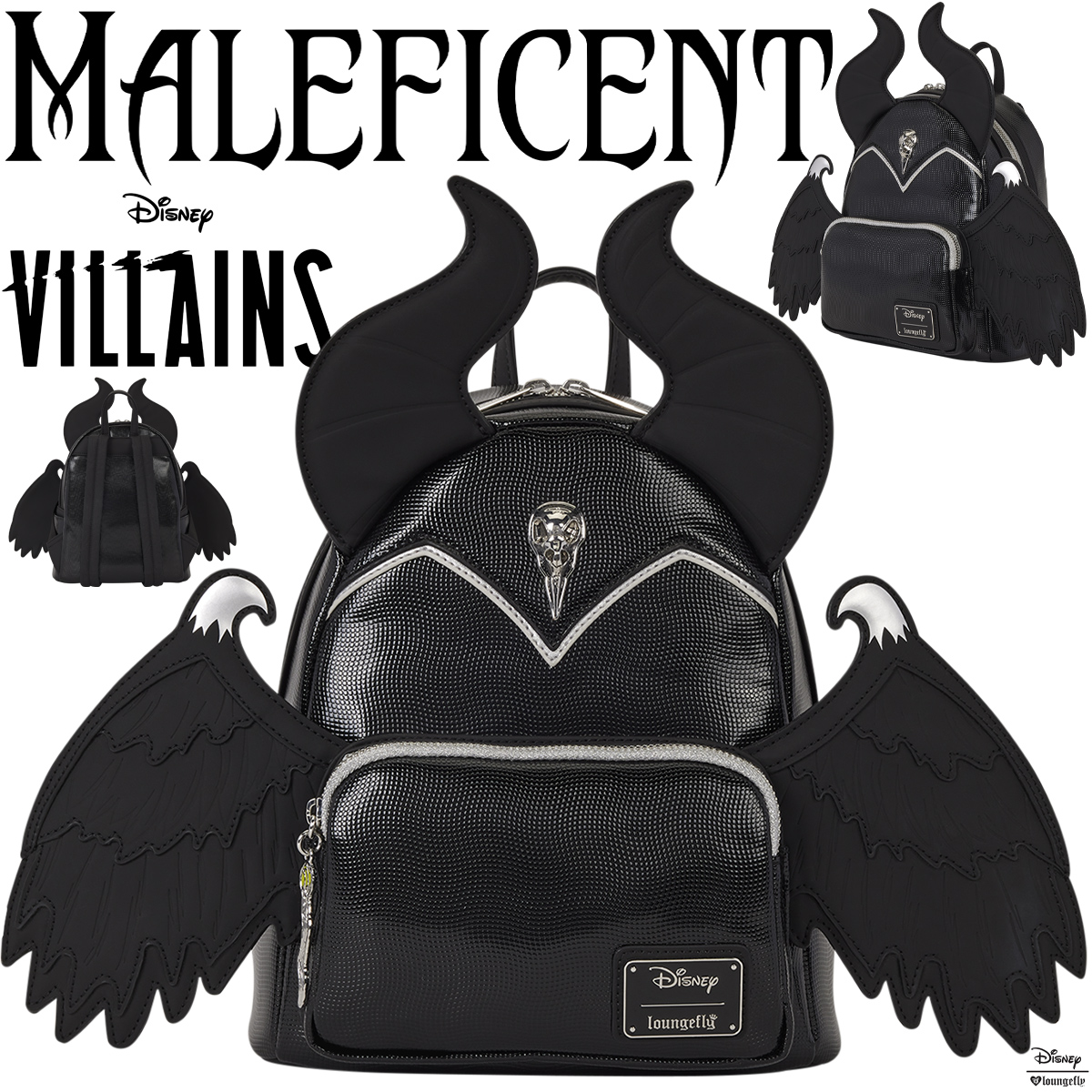 Mini-Mochila Malévola (Maleficent) com Chifres e Asas