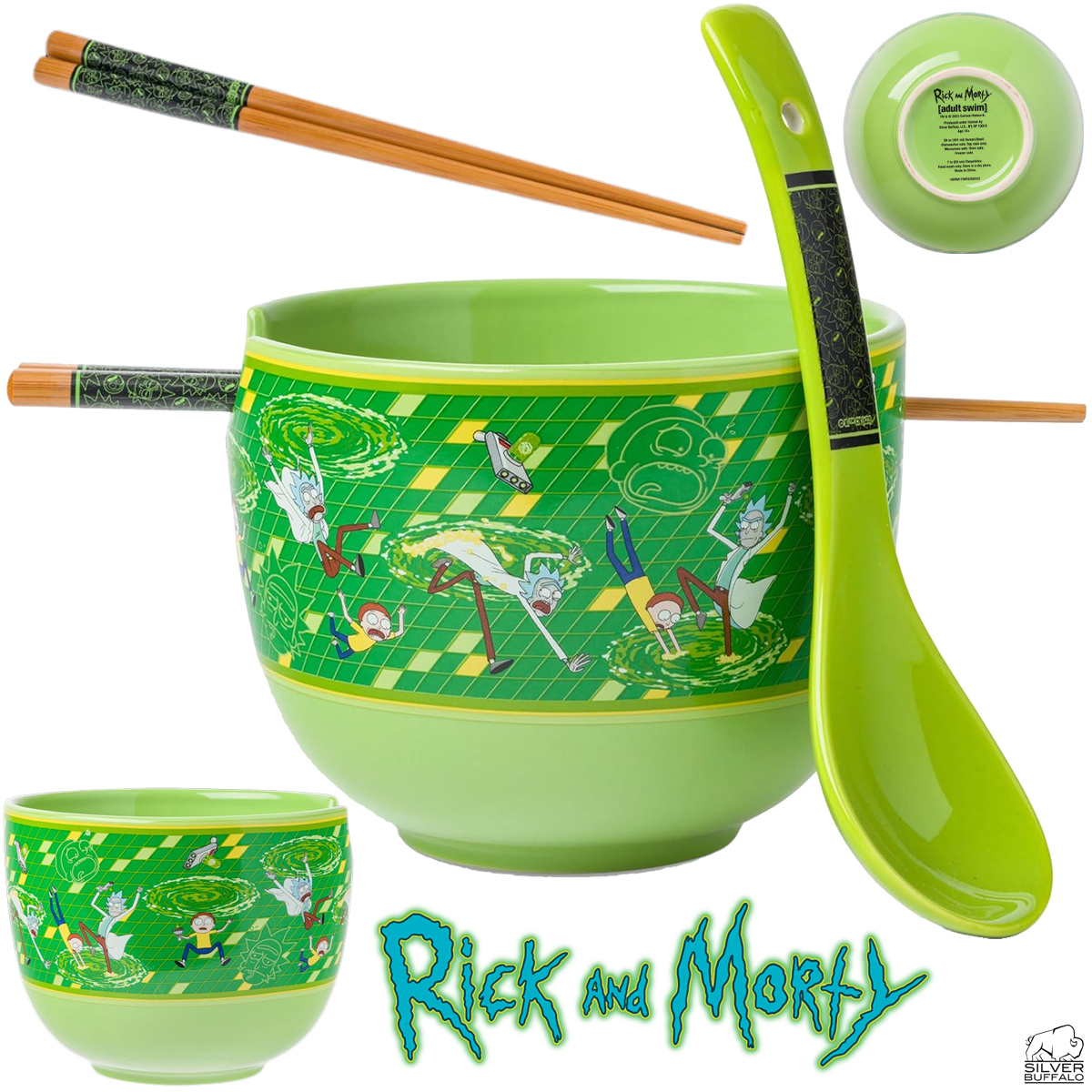 Tigela Ramen Interdimensional Rick and Morty com Colher e Hashis