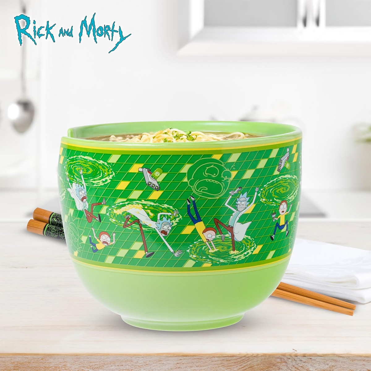 Tigela Ramen Interdimensional Rick and Morty com Colher e Hashis