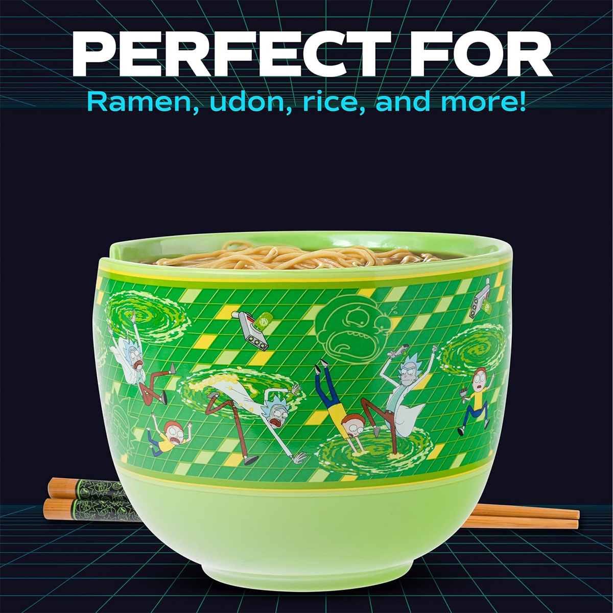 Tigela Ramen Interdimensional Rick and Morty com Colher e Hashis