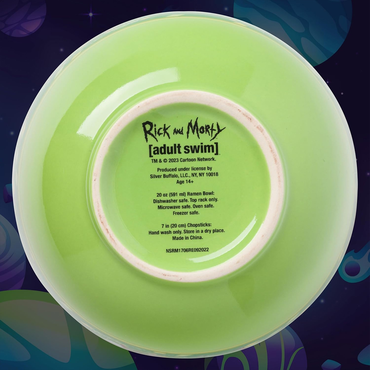 Tigela Ramen Interdimensional Rick and Morty com Colher e Hashis