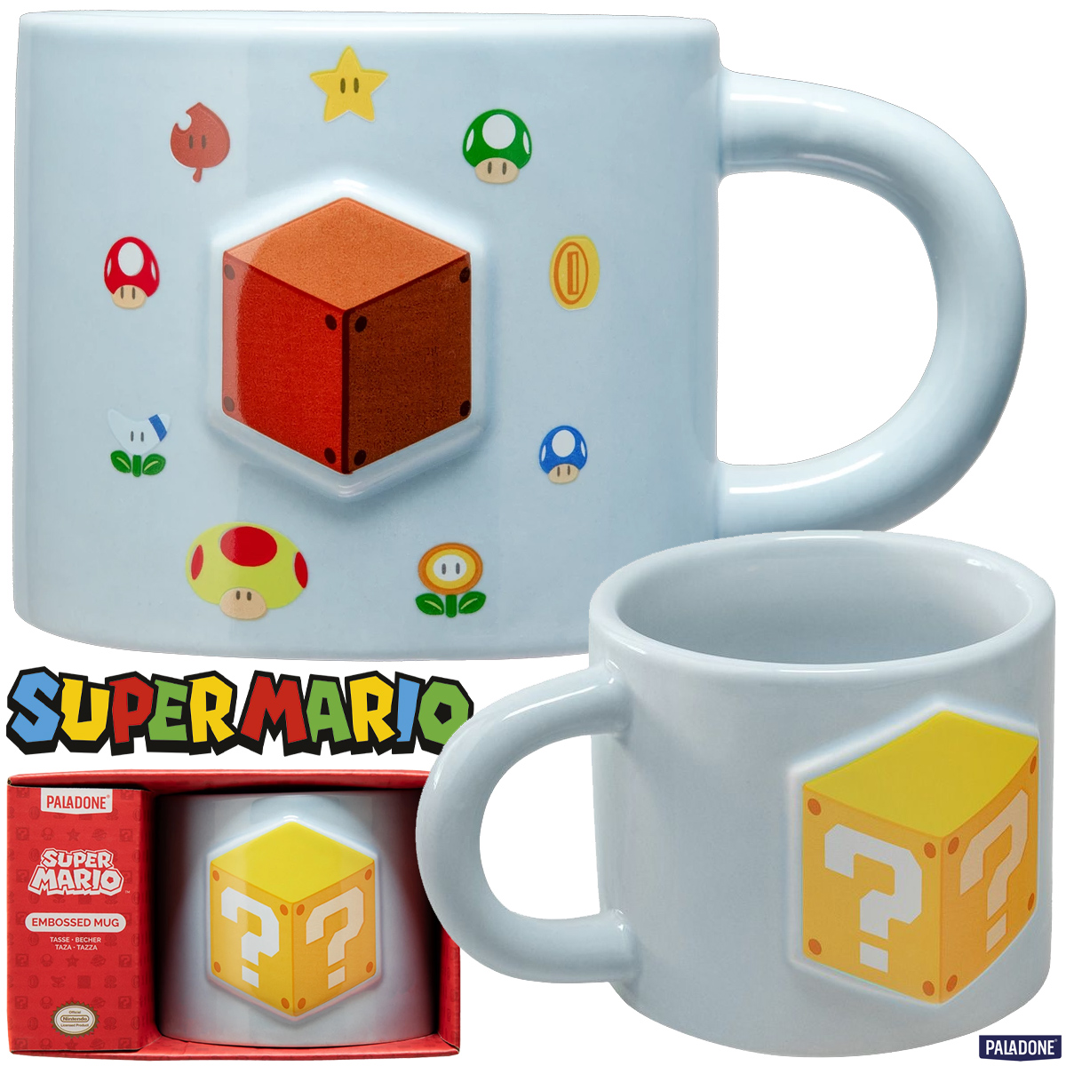 Caneca Super Mario com Bloco de Interrogação em Alto Relevo