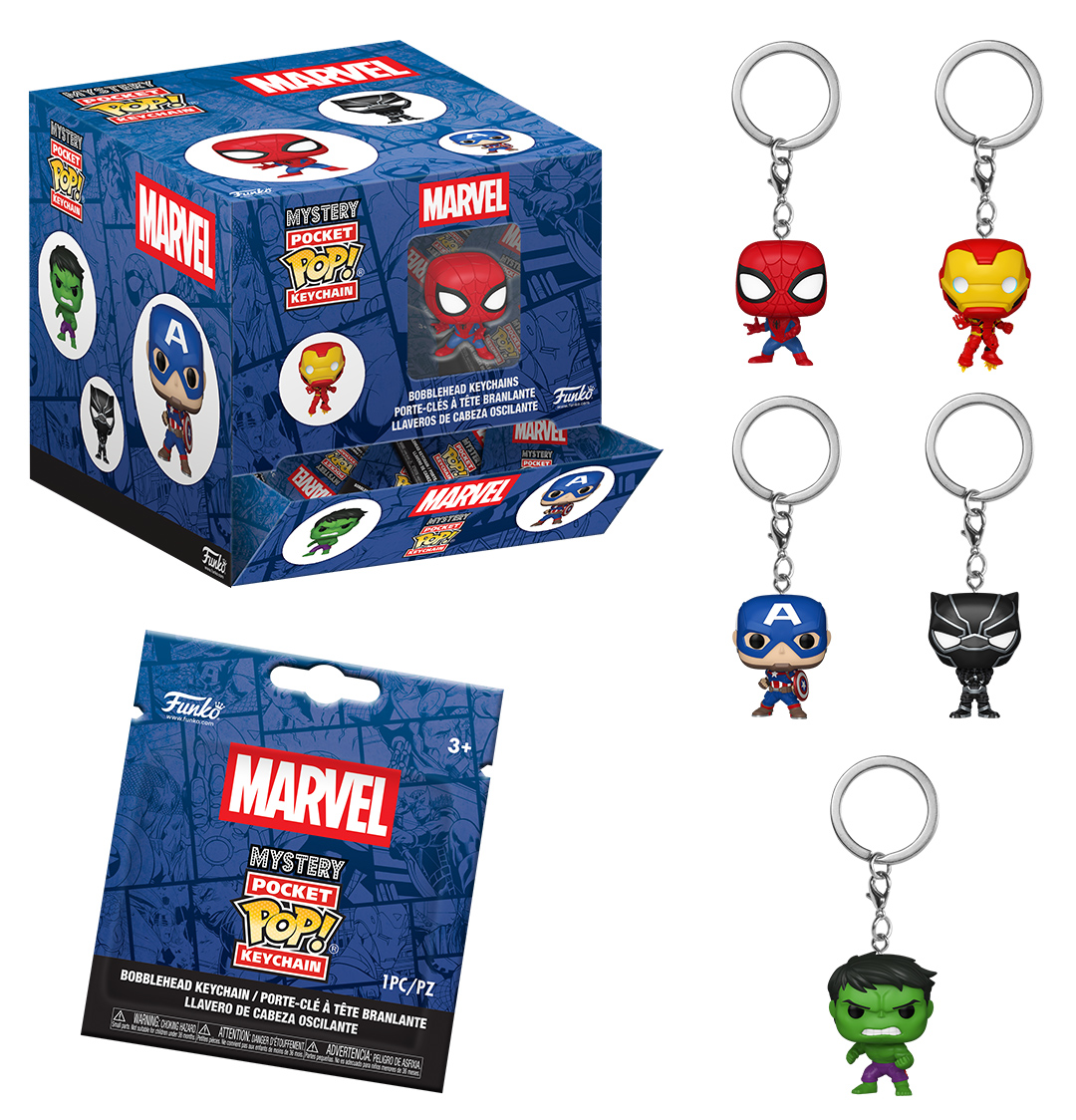 Chaveiros Mystery Pocket Pop! com Super-Herois da Marvel (Funko)