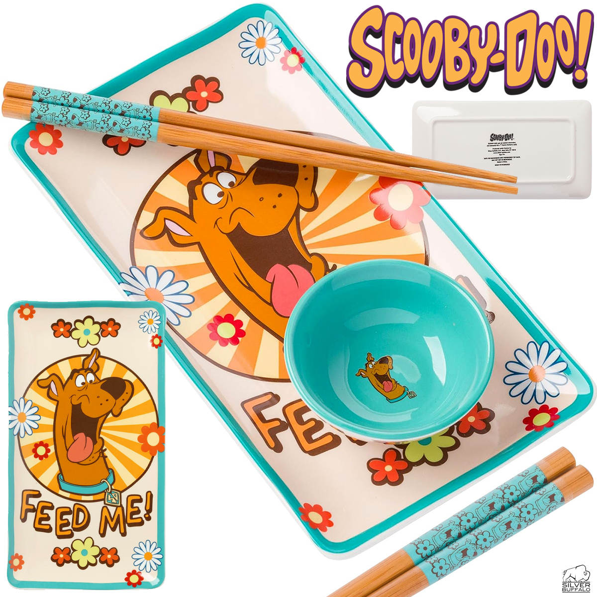 Set de Sushi Scooby Doo “Feed Me” (Alimente-me) com Pratos e Hashis