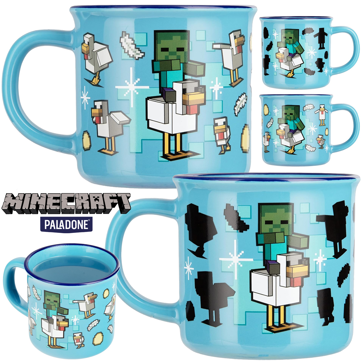 Caneca Termossensível Minecraft “Chicken Jockey” com Bebê Zumbi e Galinha