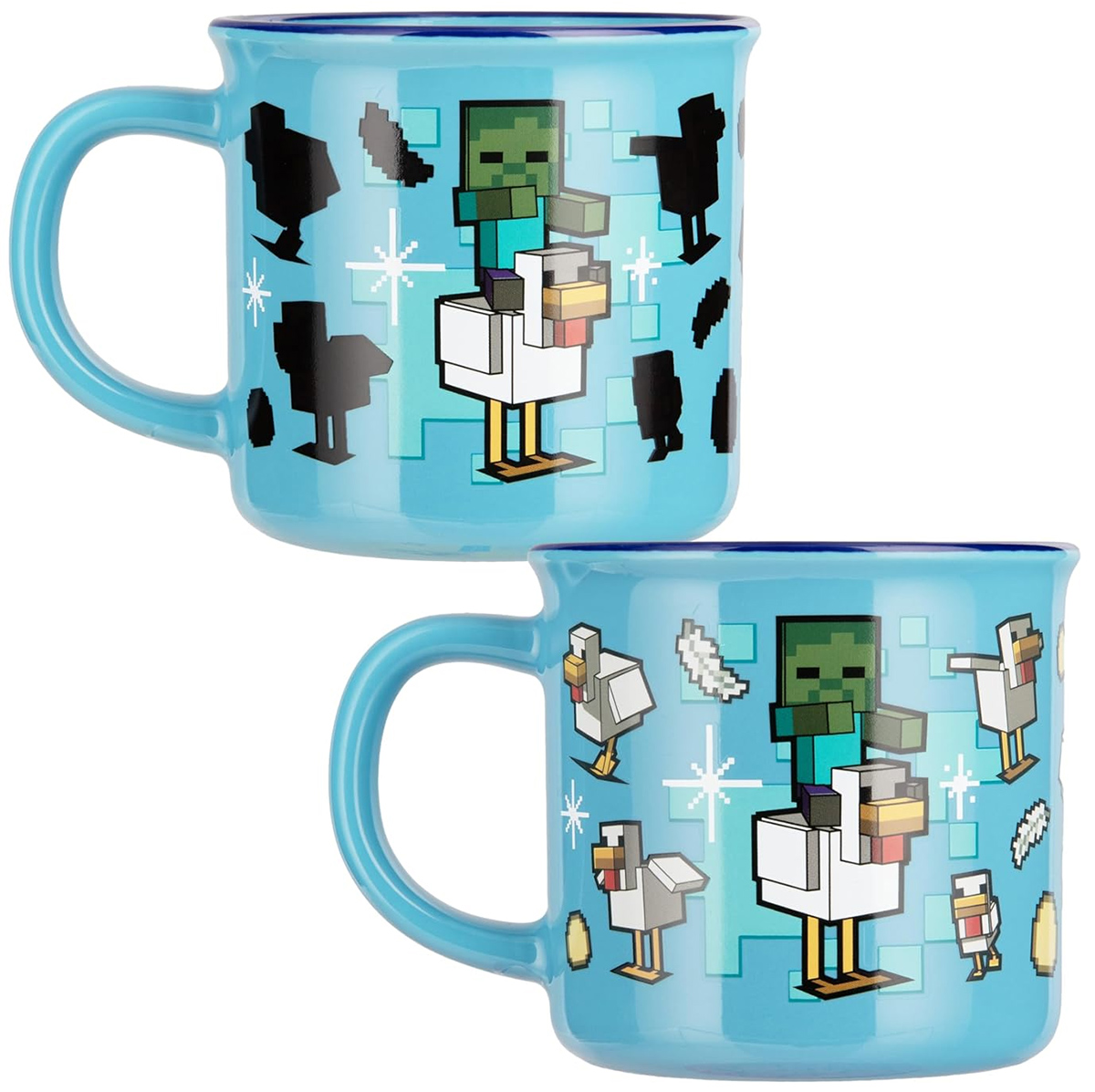 Caneca Termossensível Minecraft “Chicken Jockey” com Bebê Zumbi e Galinha