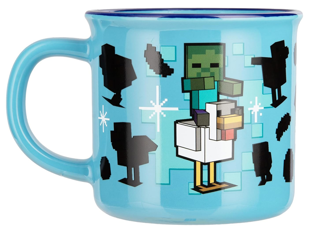 Caneca Termossensível Minecraft “Chicken Jockey” com Bebê Zumbi e Galinha