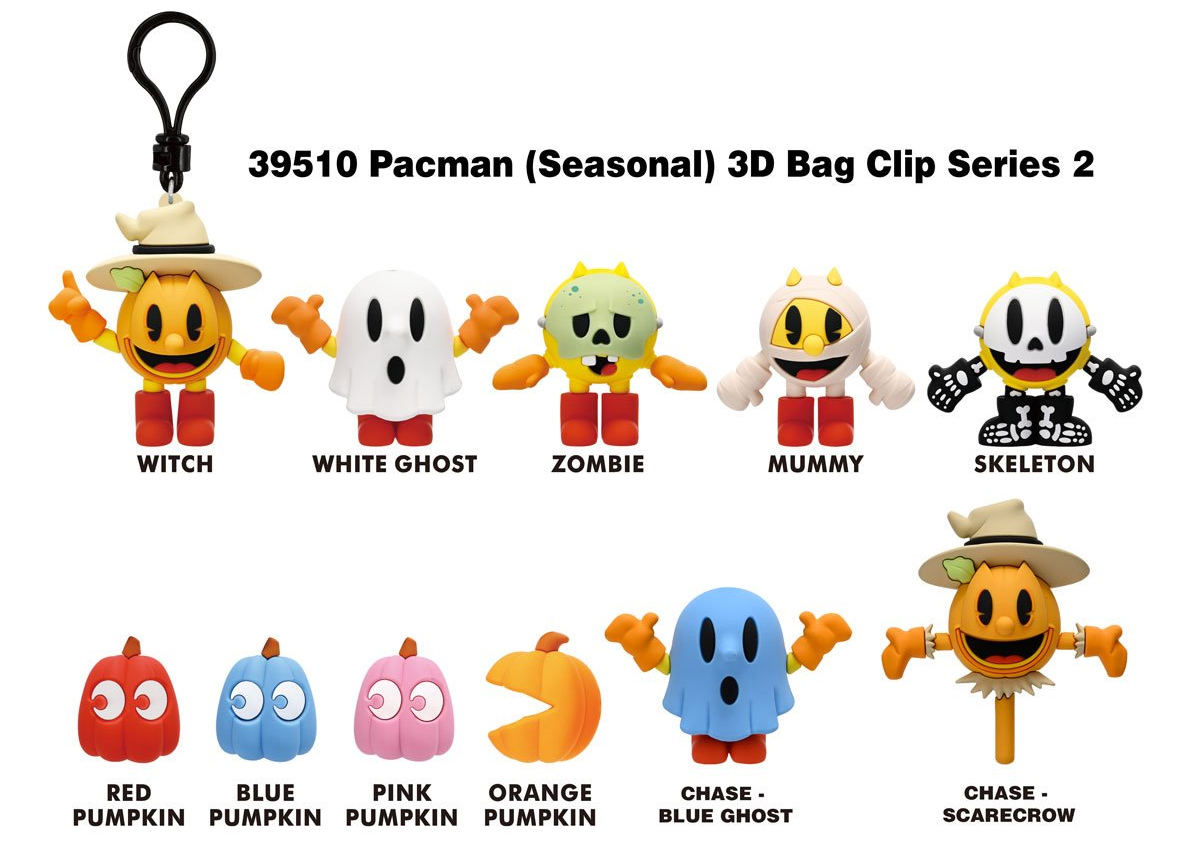 Chaveiros Pac-Man Halloween 3D Figural Bag Clips