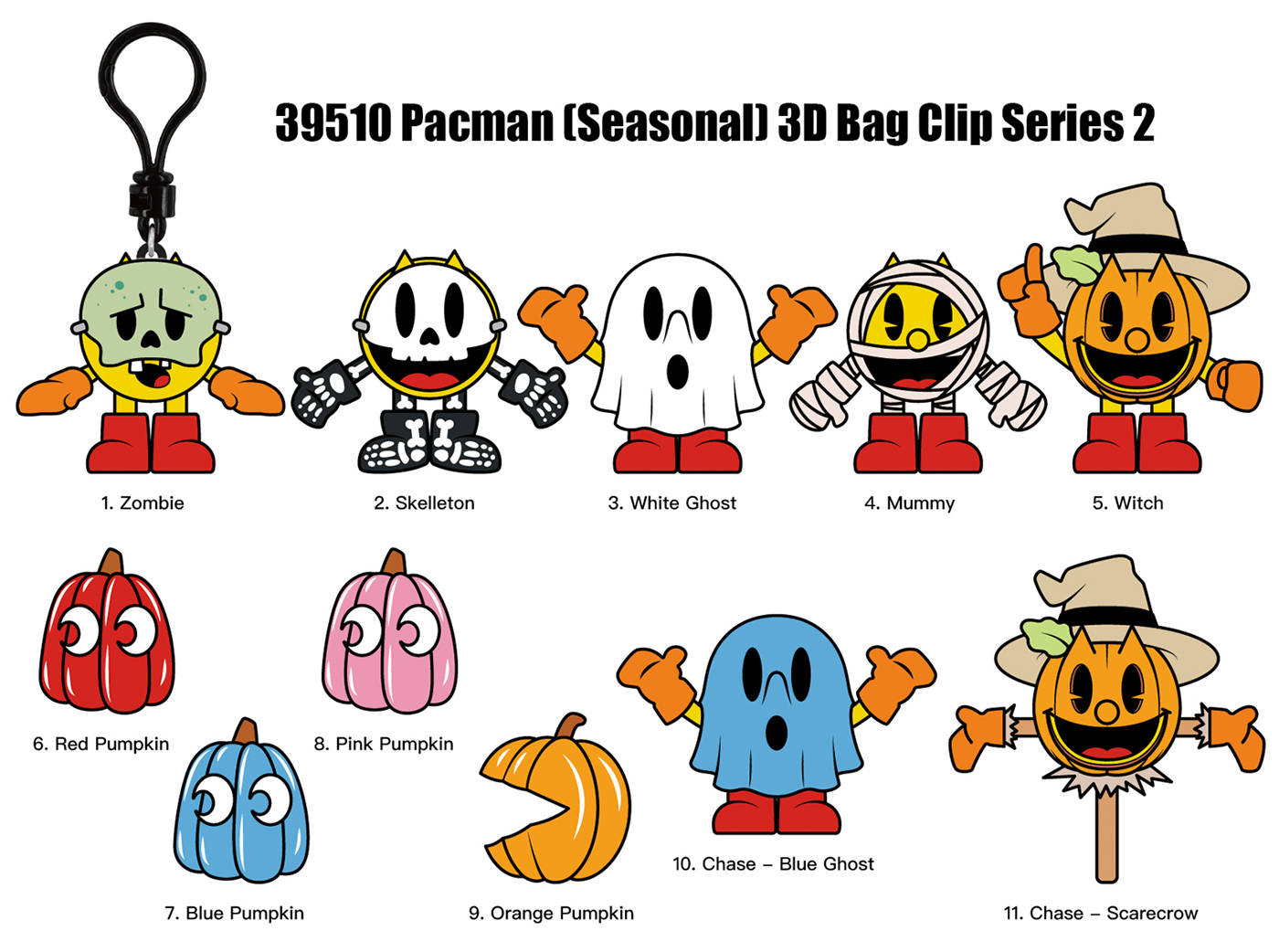 Chaveiros Pac-Man Halloween 3D Figural Bag Clips