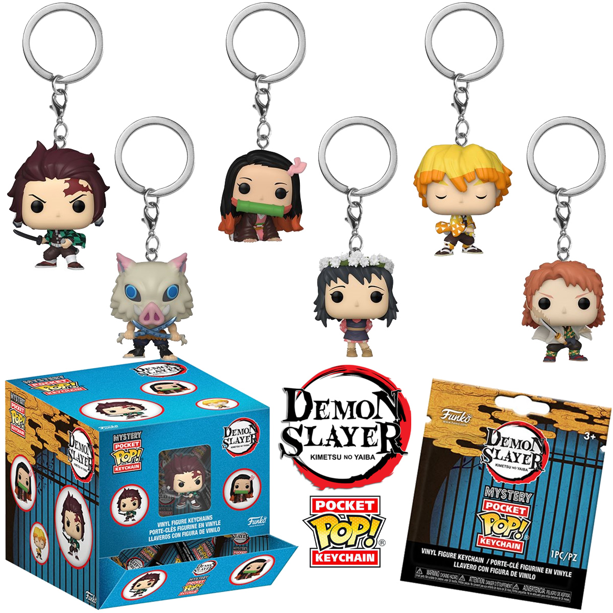 Chaveiros Demon Slayer: Kimetsu no Yaiba Mystery Pocket Pop! (Funko)