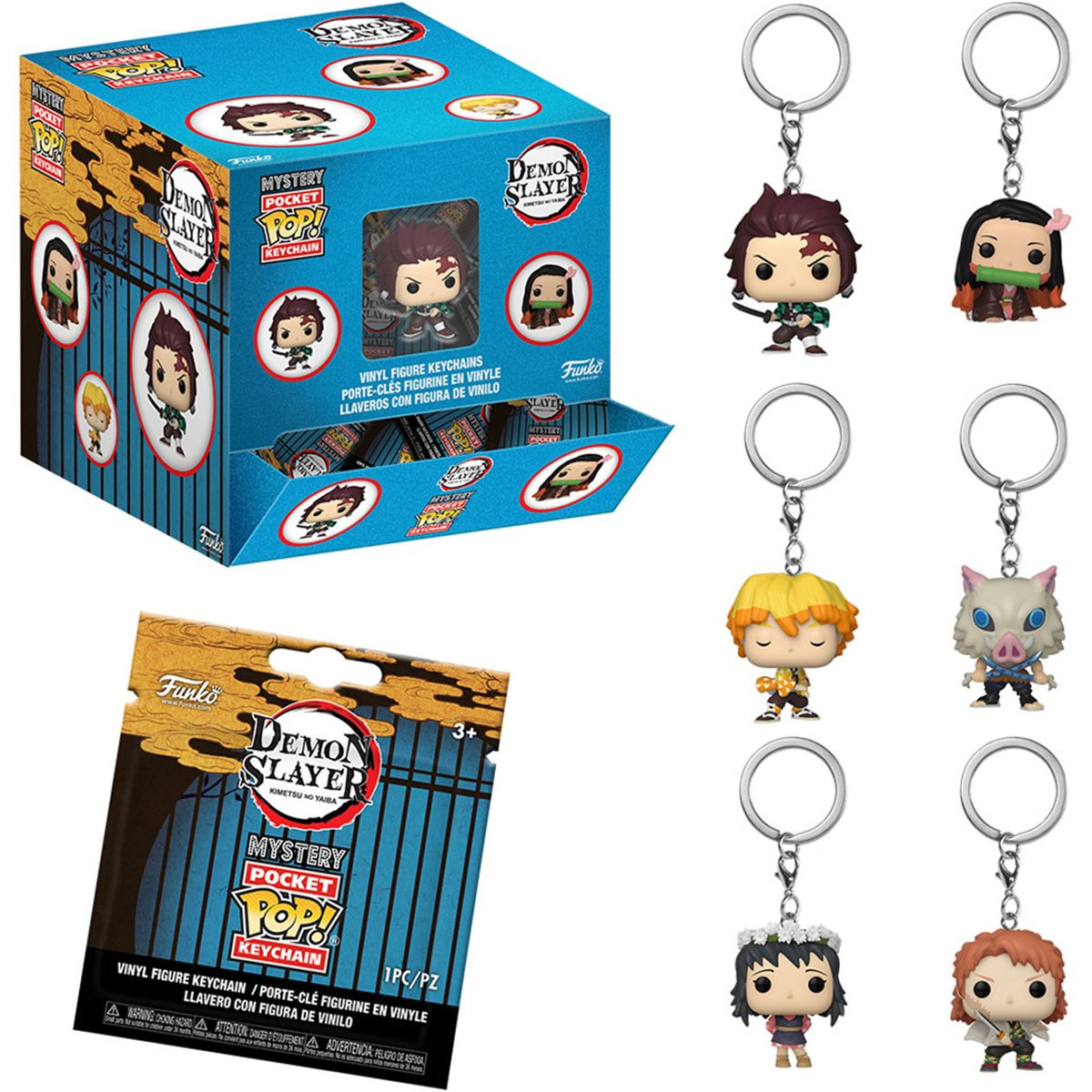 Chaveiros Demon Slayer: Kimetsu no Yaiba Mystery Pocket Pop! (Funko)
