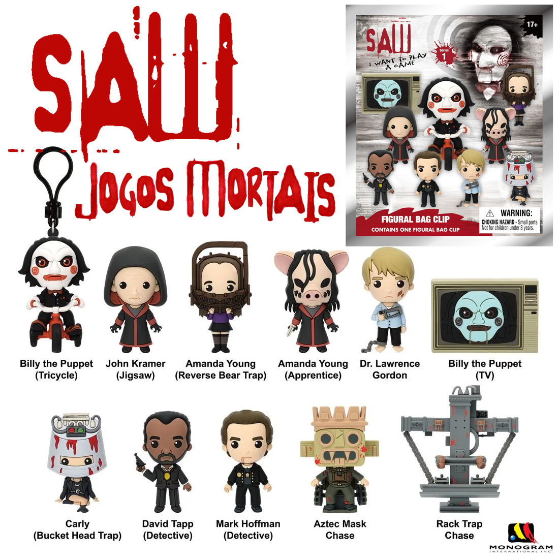Chaveiros Jogos Mortais (Saw) 3D Foam Bag Clips