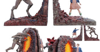 Apoios de Livros Stranger Things com Eleven Confrontando um Demogorgon