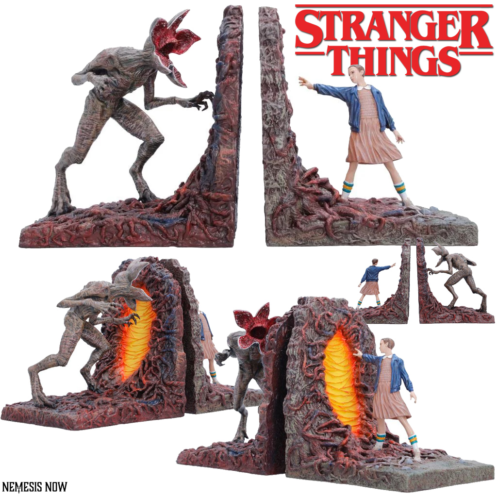 Apoios de Livros Stranger Things com Eleven Confrontando um Demogorgon