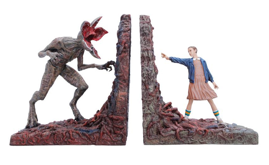 Apoios de Livros Stranger Things com Eleven Confrontando um Demogorgon