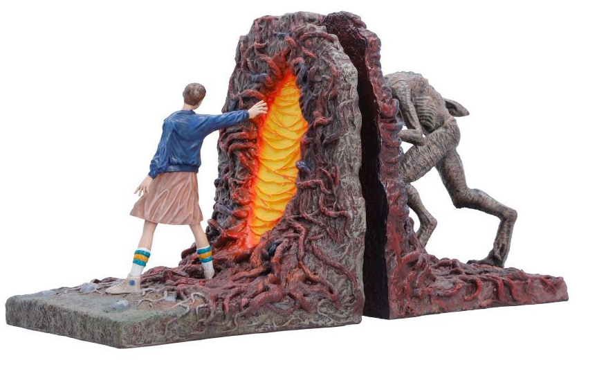 Apoios de Livros Stranger Things com Eleven Confrontando um Demogorgon
