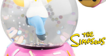 Globo de Neve Os Simpsons com Homer Saltitando e base de Donut Rosa