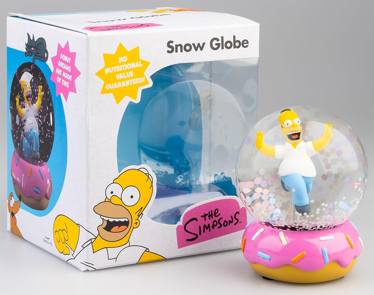 Globo de Neve Os Simpsons com Homer Saltitando e base de Donut Rosa
