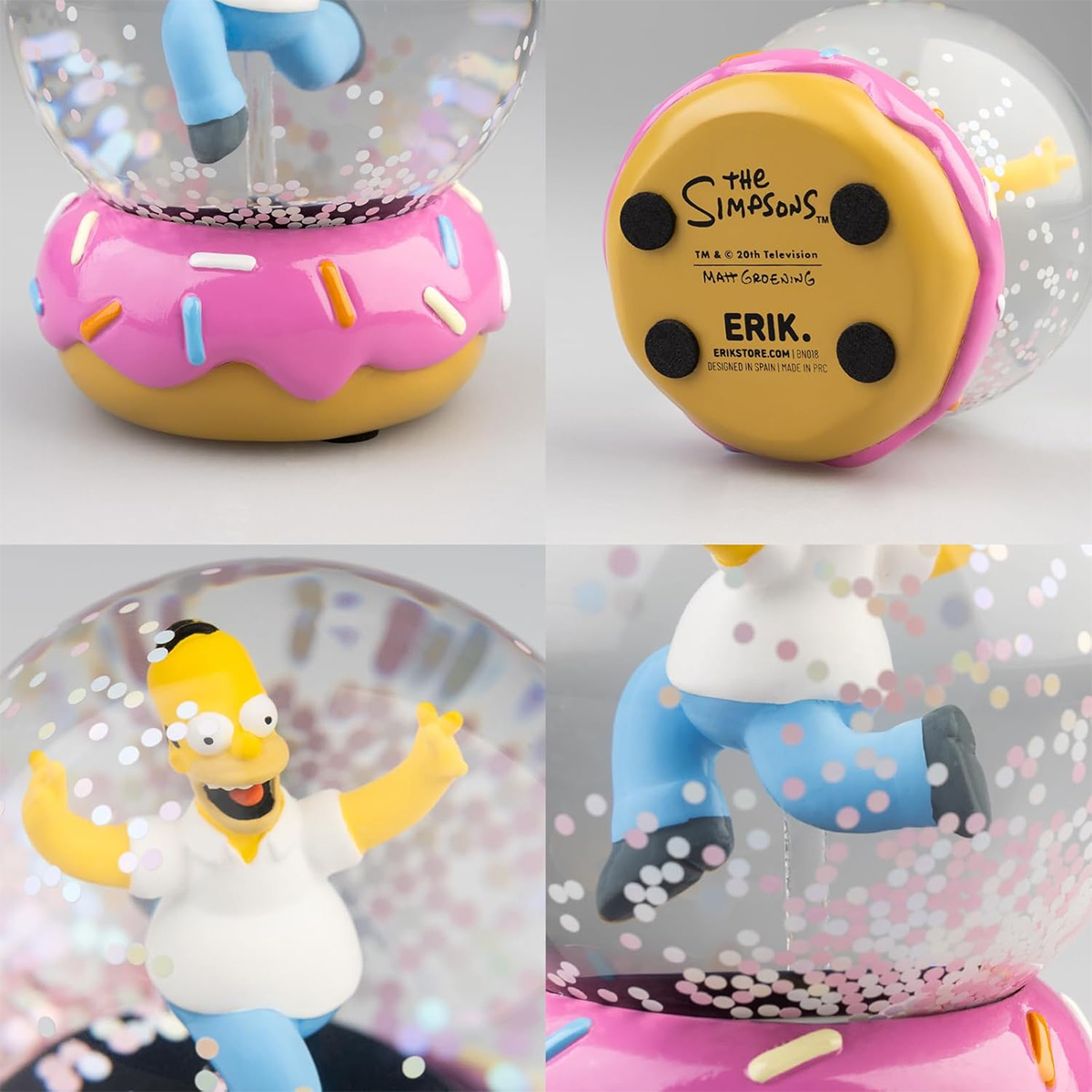 Globo de Neve Os Simpsons com Homer Saltitando e base de Donut Rosa