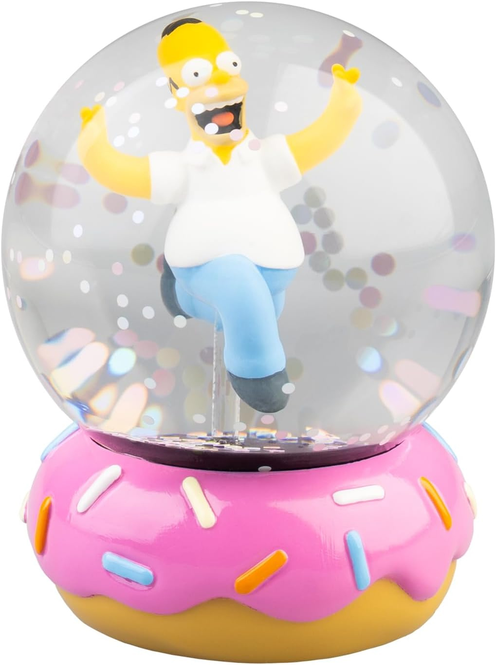Globo de Neve Os Simpsons com Homer Saltitando e base de Donut Rosa