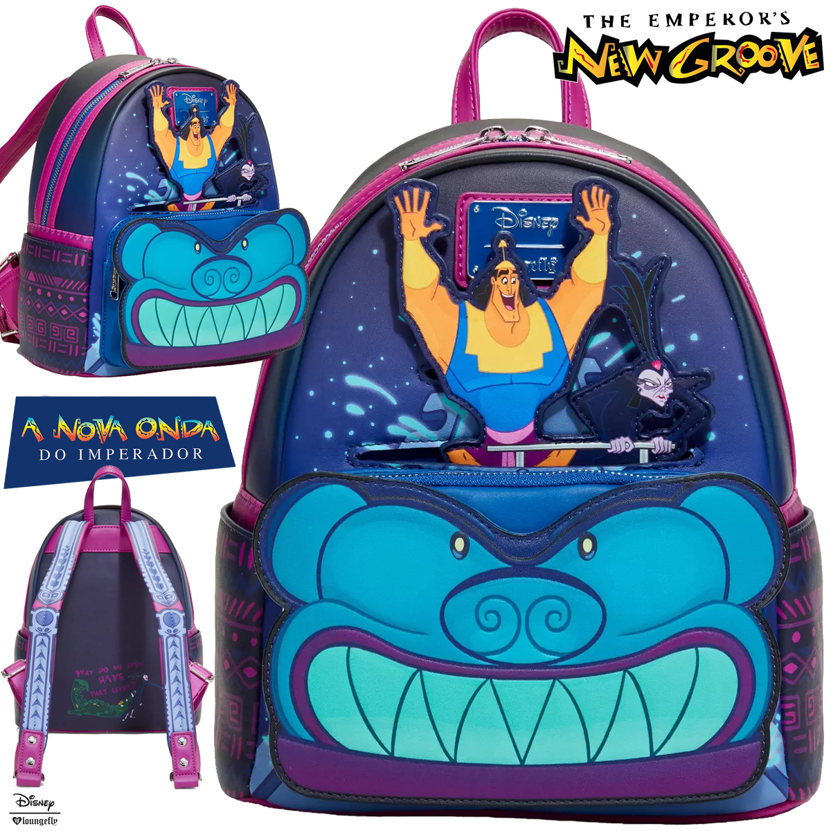 Mini-Mochila A Nova Onda do Imperador com Kuzco e Yzma (Disney)