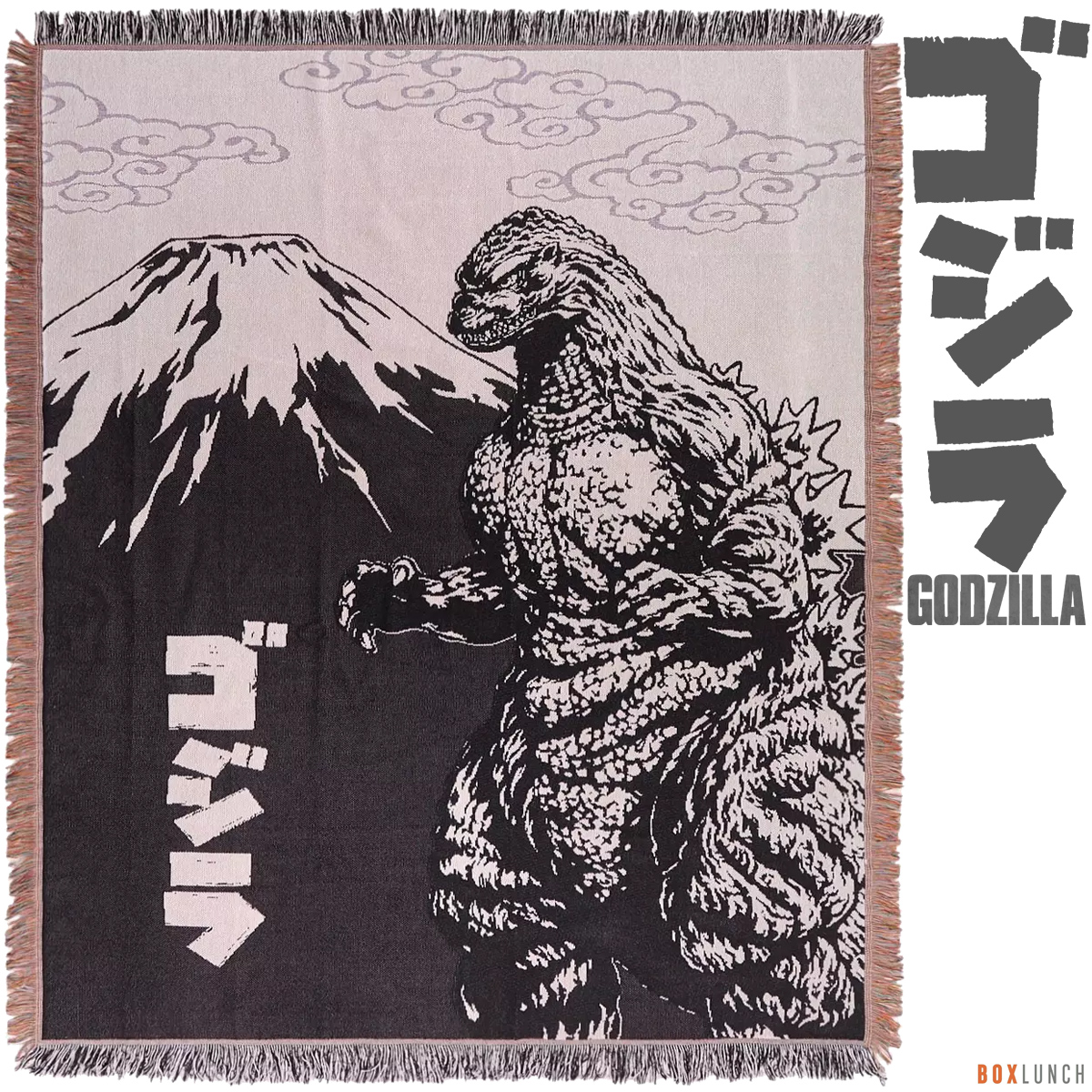 Cobertor Godzilla e Monte Fuji em Estilo Tapeçaria