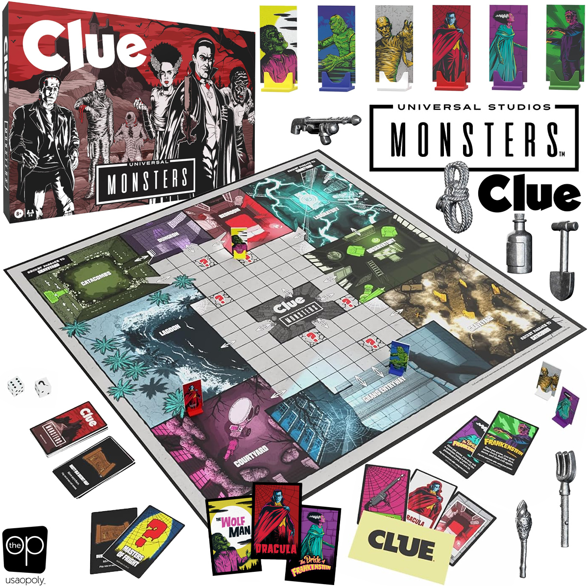Jogo de Tabuleiro Detetive (Clue) dos Monstros da Universal Pictures