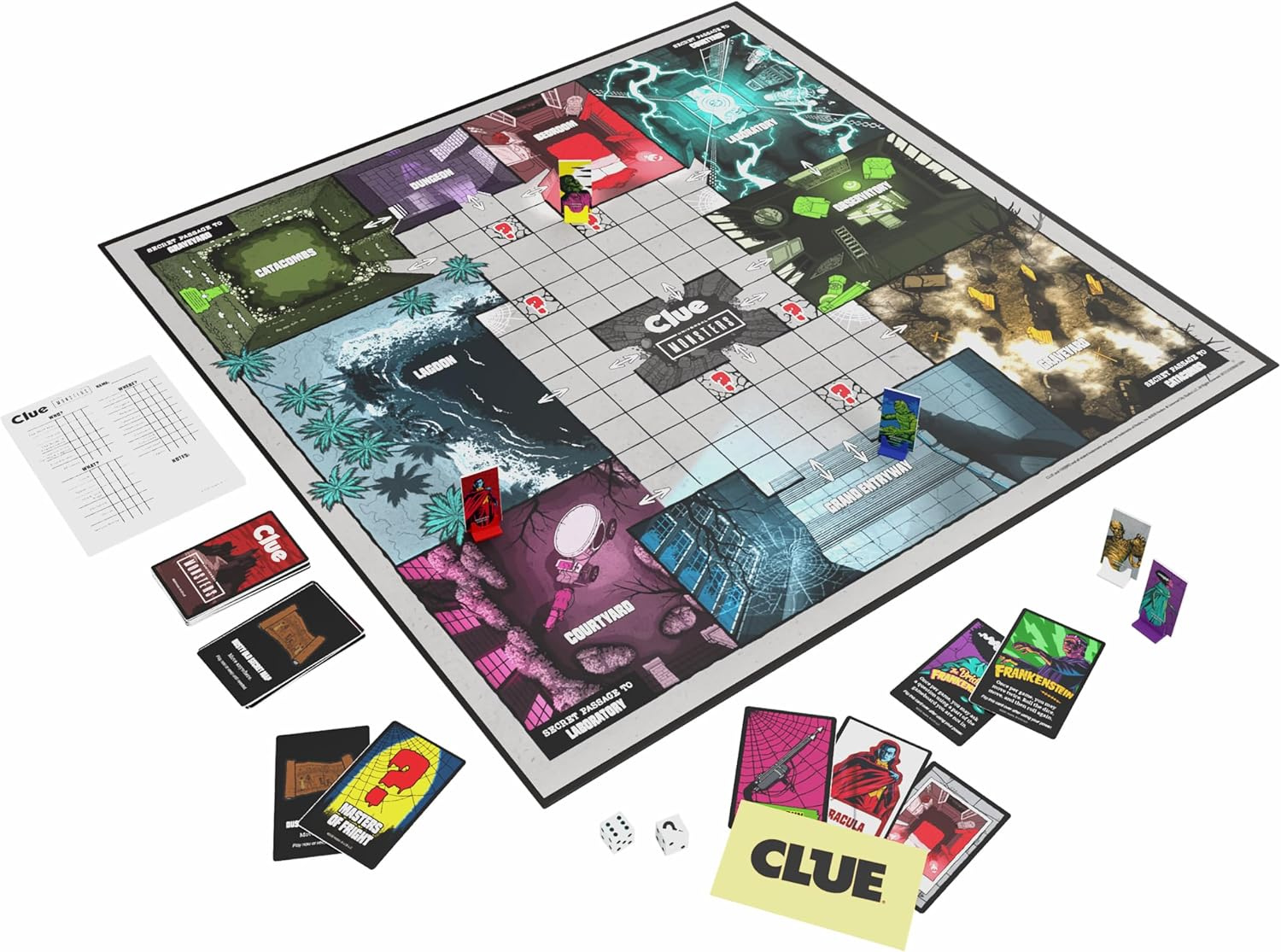 Jogo de Tabuleiro Detetive (Clue) dos Monstros da Universal Pictures