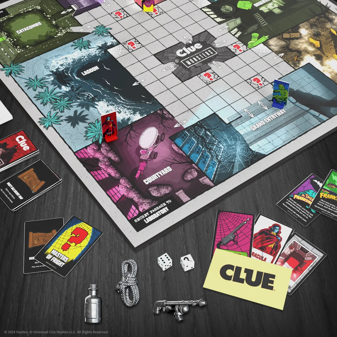 Jogo de Tabuleiro Detetive (Clue) dos Monstros da Universal Pictures