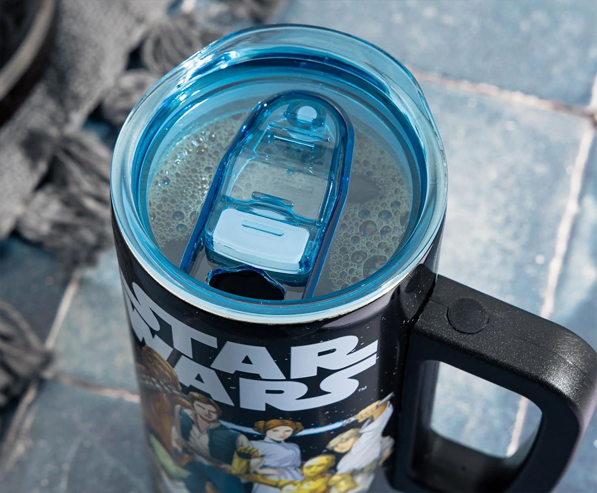 Caneca de Aço com o Heróis da Trilogia Original de Star Wars