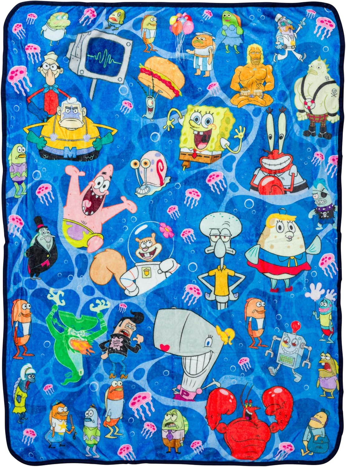 Cobertor de Lance Bob Esponja Calça Quadrada e os Moradores da Fenda do Biquíni