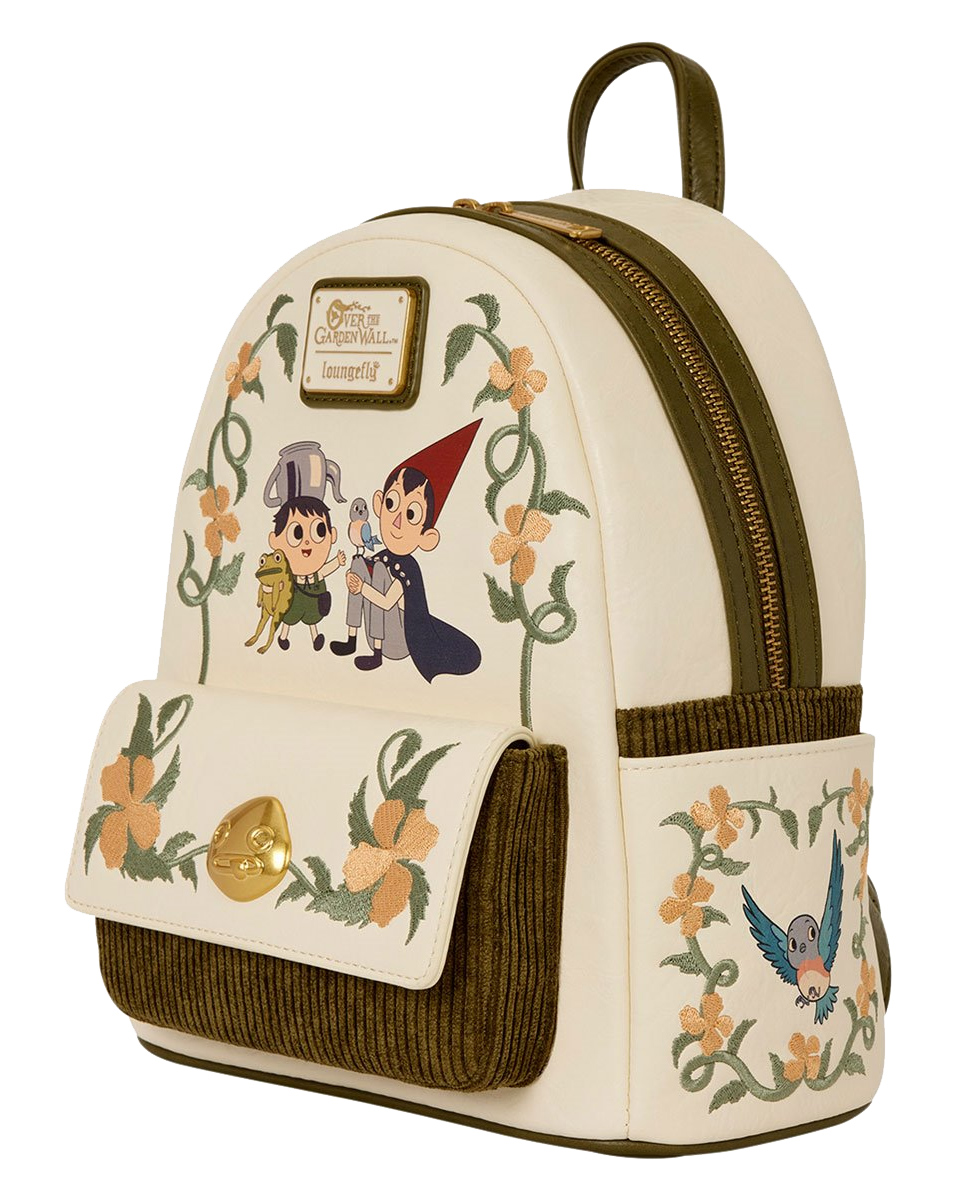 Mini-Mochila O Segredo Além do Jardim “Pottsfield” com Flores Bordadas (Over the Garden Wall)