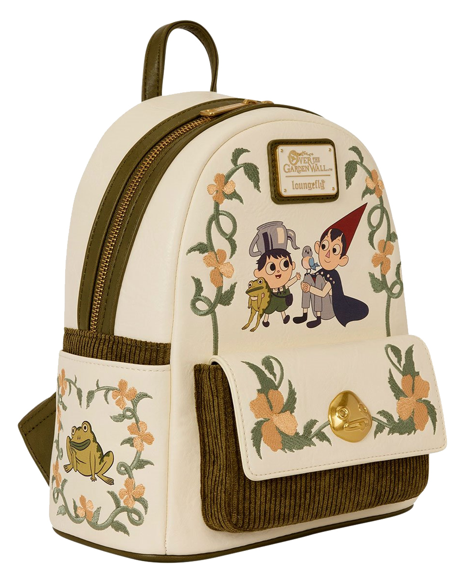 Mini-Mochila O Segredo Além do Jardim “Pottsfield” com Flores Bordadas (Over the Garden Wall)