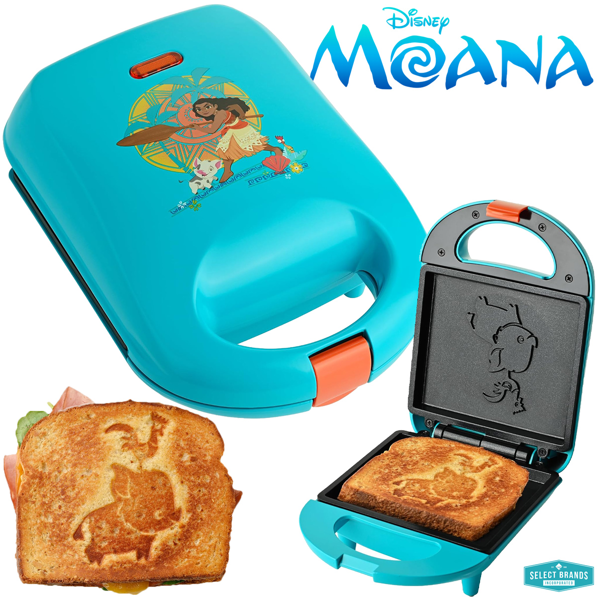 Sanduicheira Elétrica Moana com Pua e Heihei (Disney)