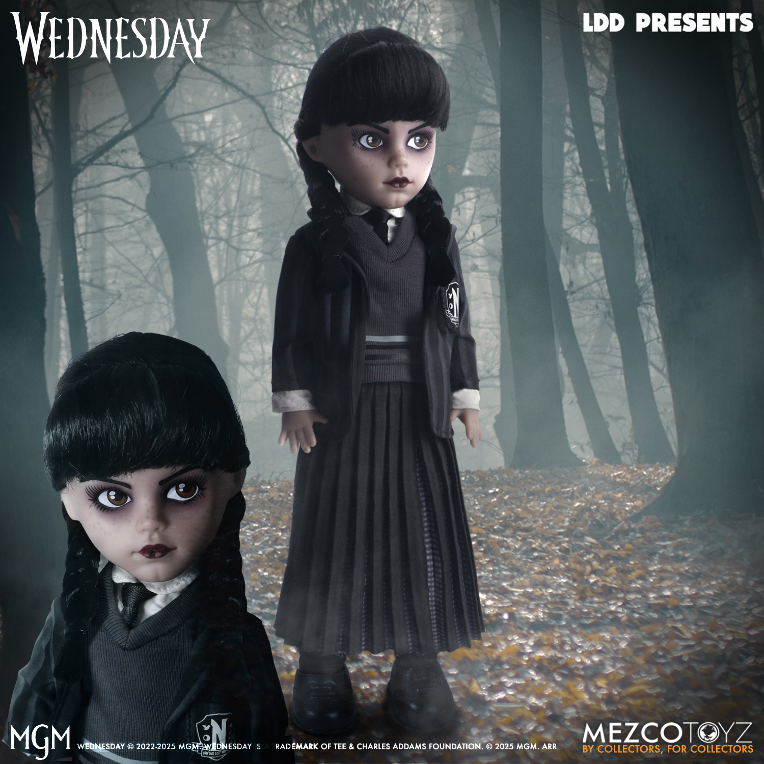 Living Dead Dolls Apresenta: Wednesday Addams (Jenna Ortega) com Uniforme da Academia Nevermore