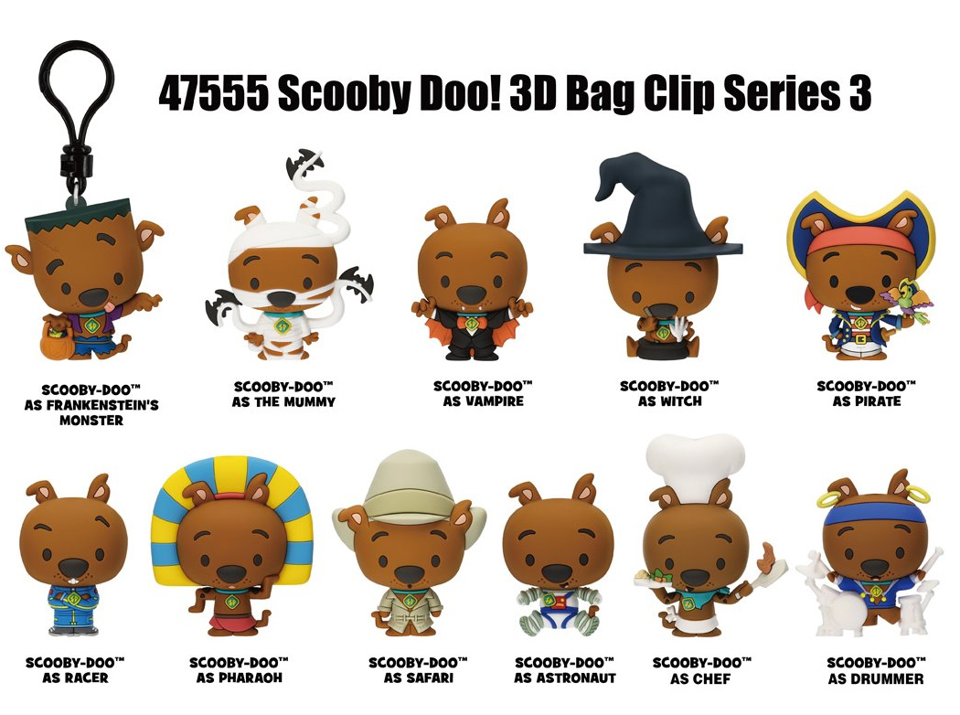 Chaveiros Scooby-Doo com Fantasias de Halloween 3D Figural Bag Clips