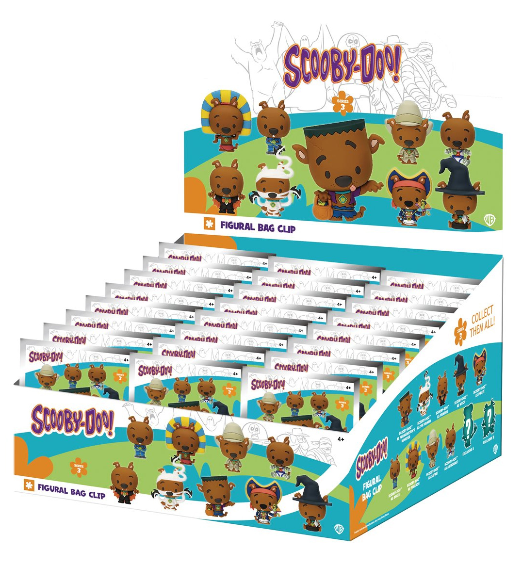 Chaveiros Scooby-Doo com Fantasias de Halloween 3D Figural Bag Clips