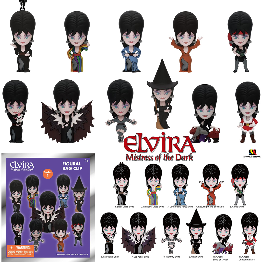 Chaveiros Elvira, a Rainha das Trevas 3D Foam Bag Clips (Blind Bags)