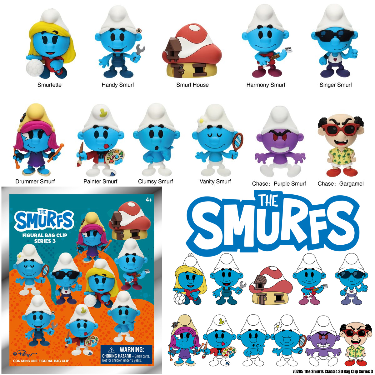Chaveiros Os Smurfs (Les Schtroumpfs) 3D Figural Bag Clips