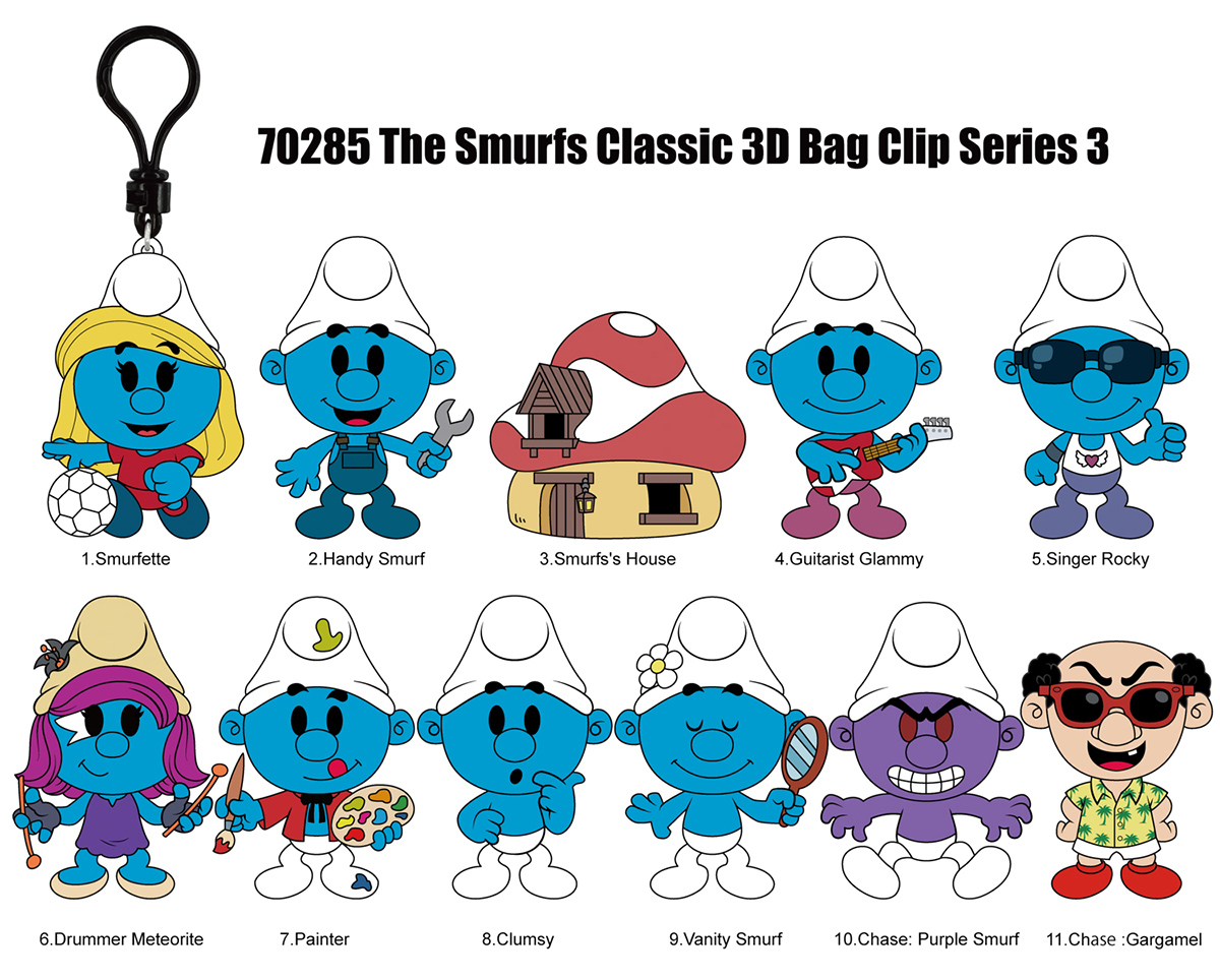 Chaveiros Os Smurfs (Les Schtroumpfs) 3D Figural Bag Clips