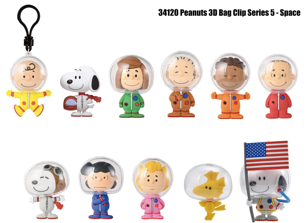 Chaveiros Peanuts Astronautas 3D Foam Bag Clips (Blind Bag)