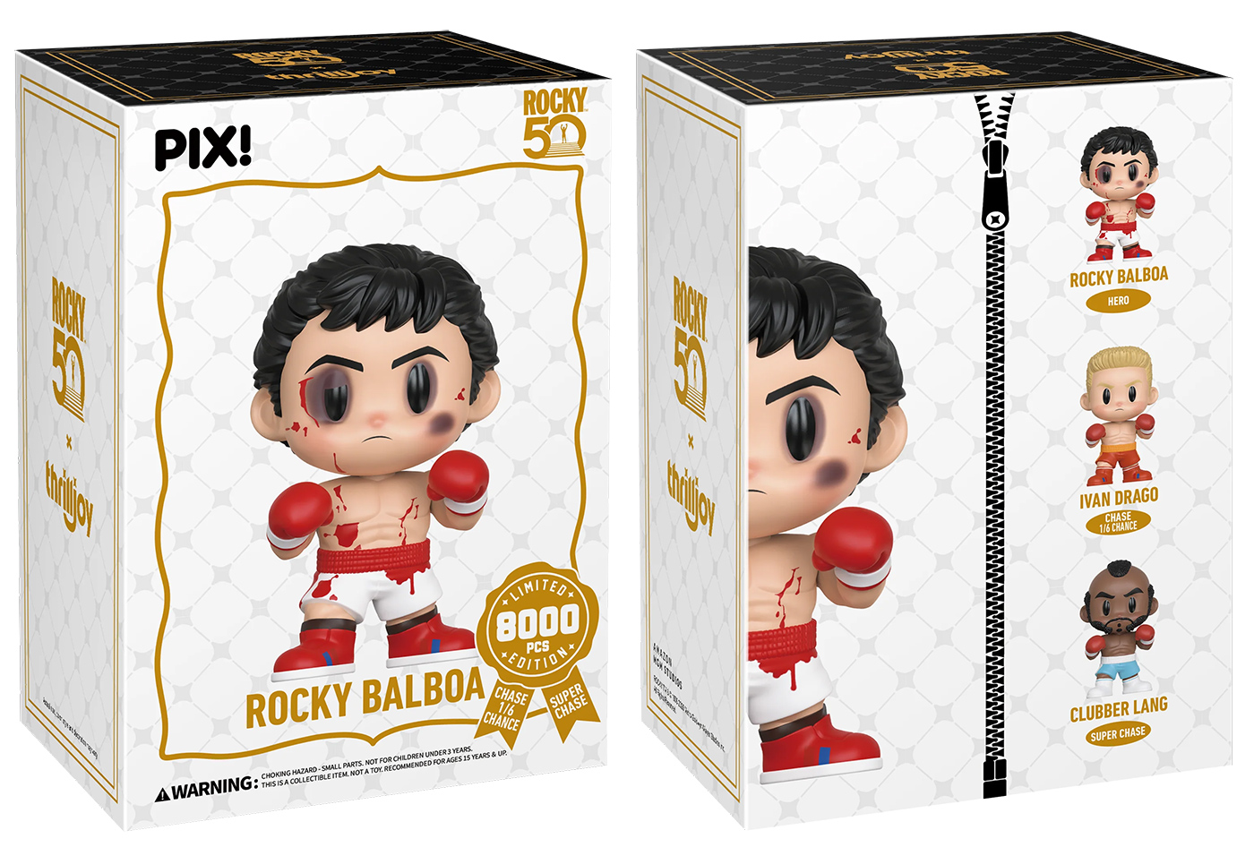 Bonecos Thrilljoy PIX! Rocky Balboa, Ivan Drago e Clubber Lang