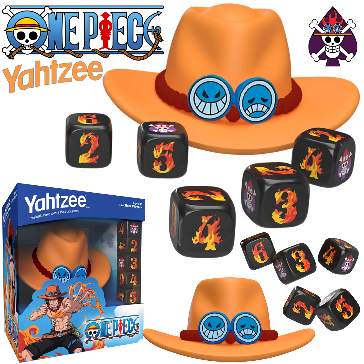 Jogo Yahtzee Ace, o Punho de Fogo do Anime One Piece