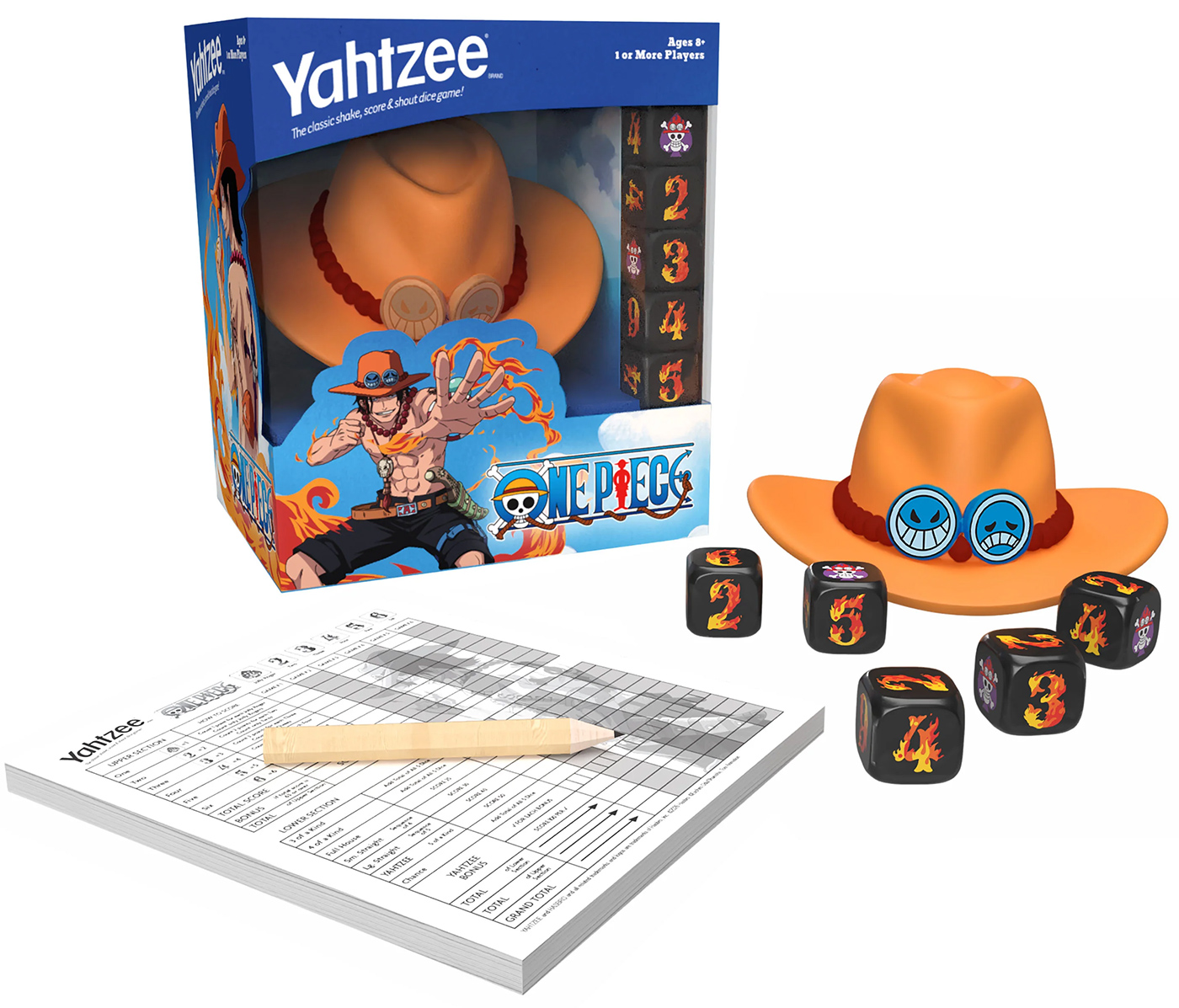 Jogo Yahtzee Ace, o Punho de Fogo do Anime One Piece