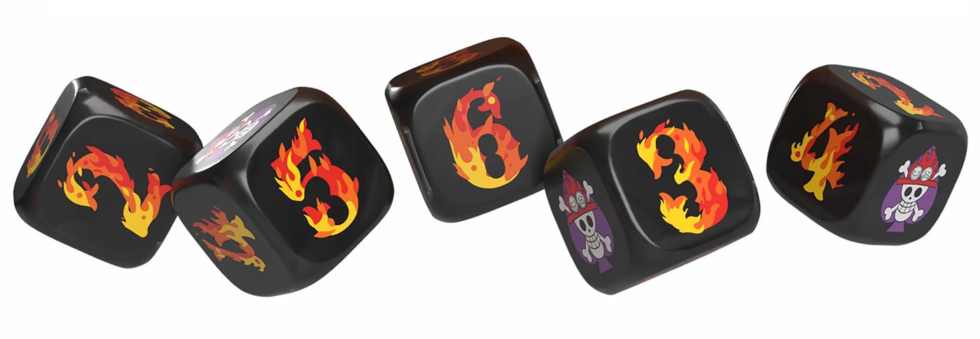 Jogo Yahtzee Ace, o Punho de Fogo do Anime One Piece